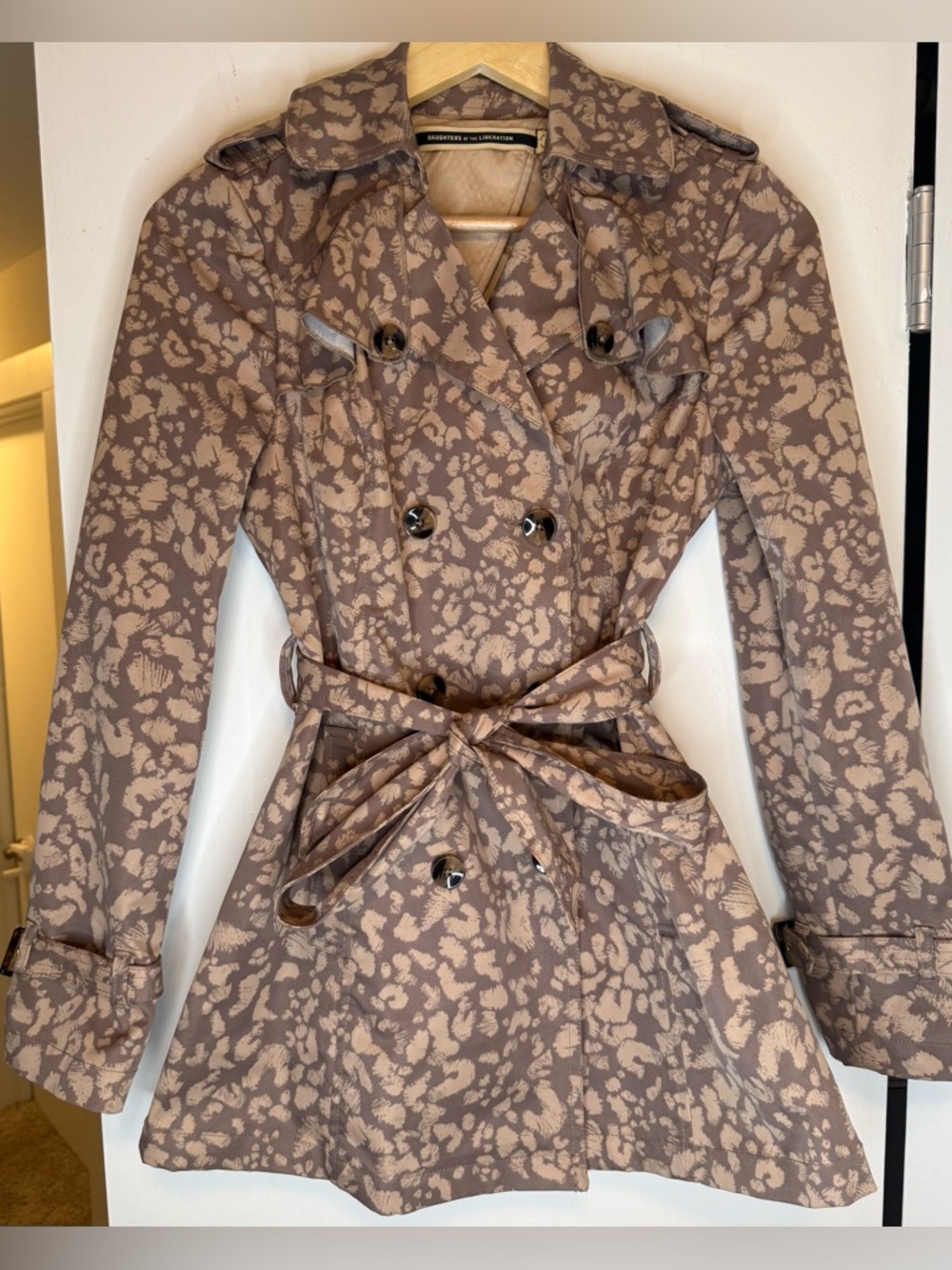 Anthro Daughters of the Liberation Leopard Print Trench Coat Size 4